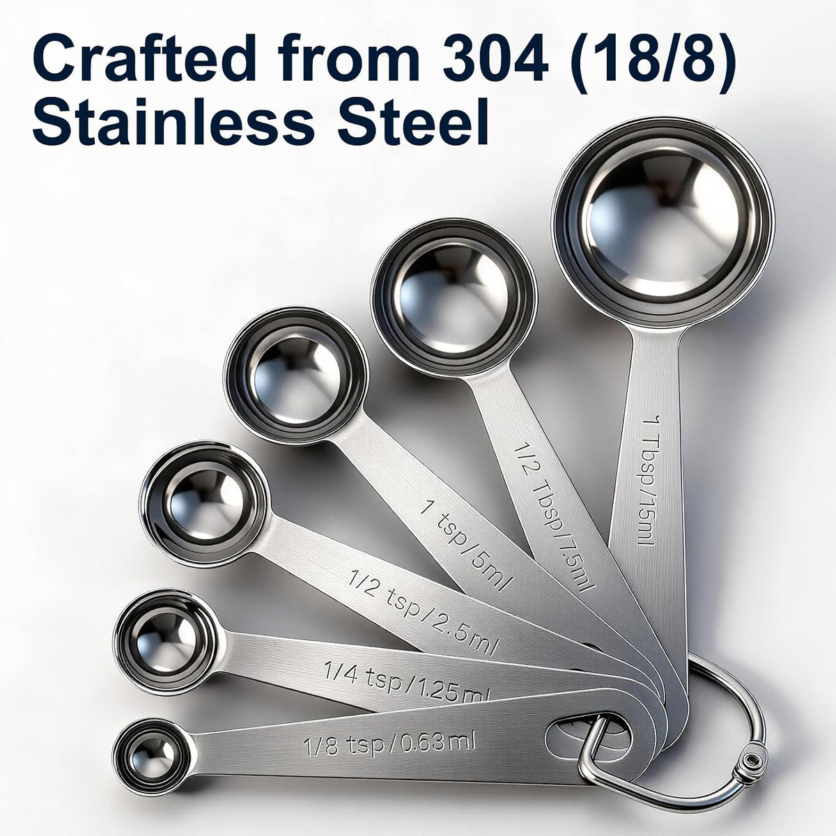 Bopei Measuring Spoons Set, 7-Piece 18/8 Stainless Steel with Leveler