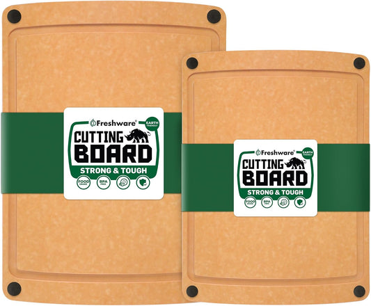Freshware Wood Fiber Cutting Boards for Kitchen, Dishwasher Safe, Set of 2
