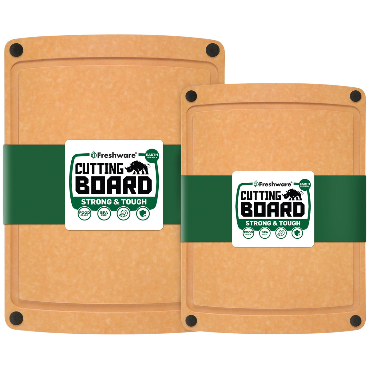 Freshware Wood Fiber Cutting Boards for Kitchen, Dishwasher Safe, Set of 2