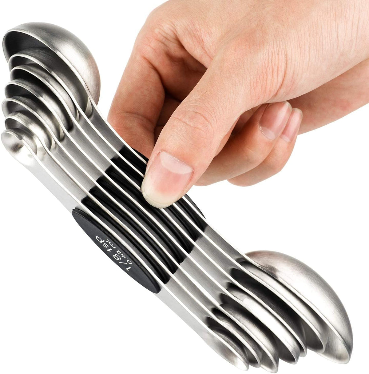 Magnetic Measuring Spoons Set of 7 Stainless Steel Dual Sided Tablespoon