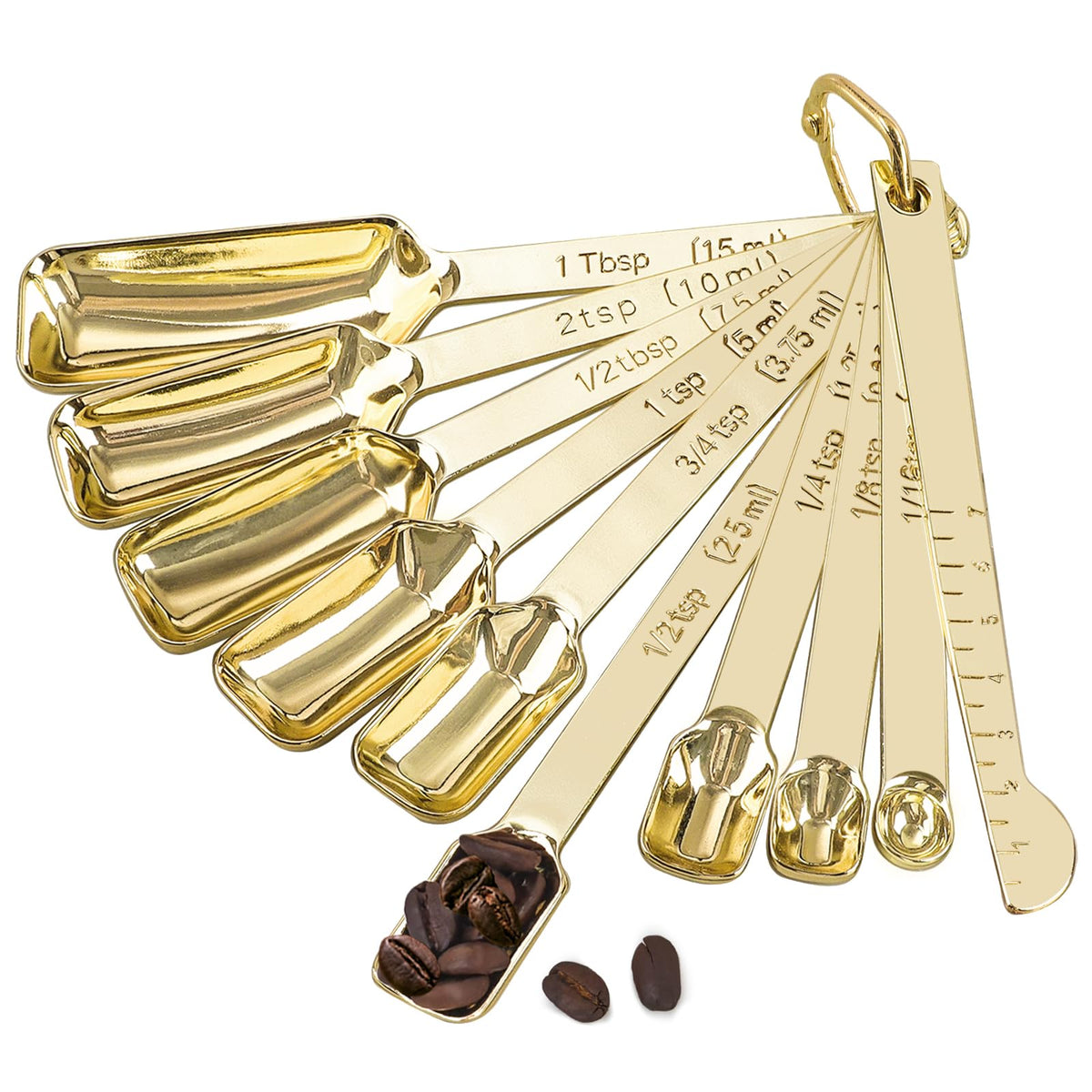 Gold Measuring Spoons, 6 Piece Set, 18/8 Stainless Steel