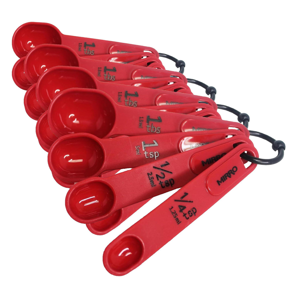 MIRRO 4 Piece Nested Measuring Spoons Set for Kitchen, Red