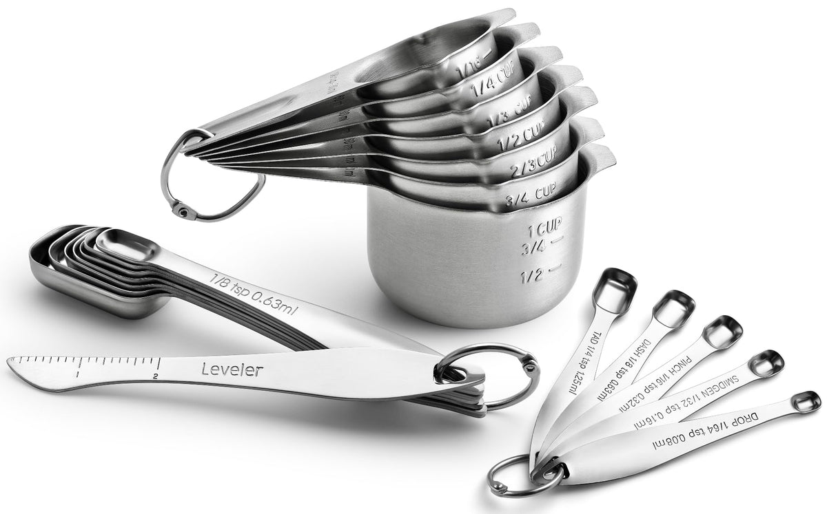 Spring Chef Stainless Steel Measuring Spoons Set of 8 with Leveler