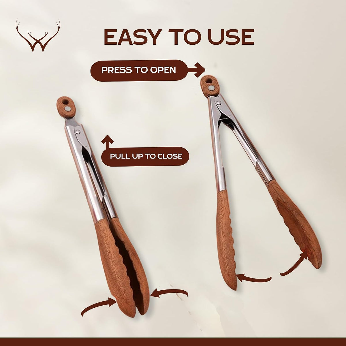 Teak Wooden Tongs for Cooking - Premium Kitchen Set and Kitchen Utensils Tool, Heat-Resistant and Durable, Ideal Tongs for Cooking, Grilling, and Serving