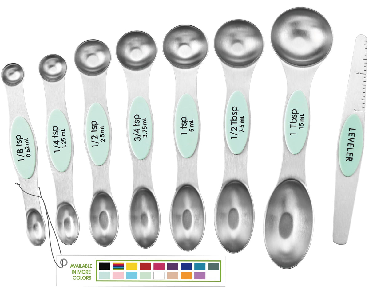 Spring Chef Magnetic Measuring Spoons Set of 8 for Kitchen, Multicolor
