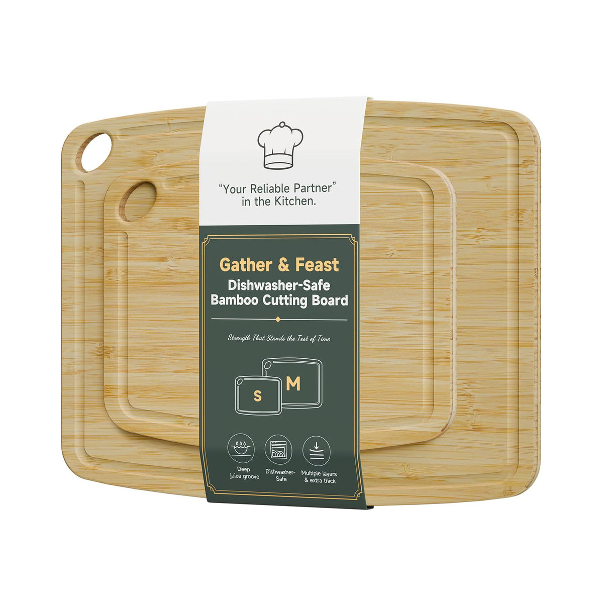 Dishwasher Safe Cutting Board,Bamboo Cutting Board with Juice Groove