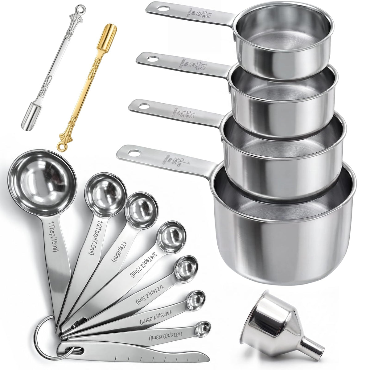 Measuring Spoons, 8-Piece Heavy Duty Stainless Steel Measuring Spoons Set