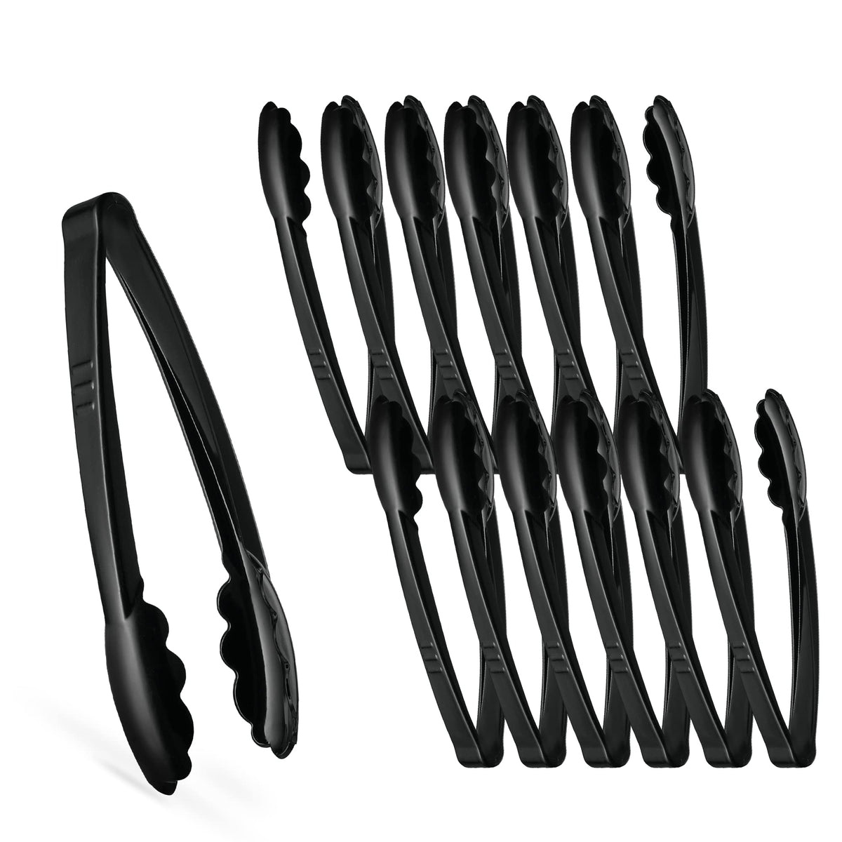 [Clear Tongs 7.5'' Inches] Plasticpro 7.5'' Serving Tongs Heavy Duty Reusable Kitchen and BBQ Clear Serving Tong for party's, Caterings, Events, Buffet, Weddings, And every Day use Pack of 12