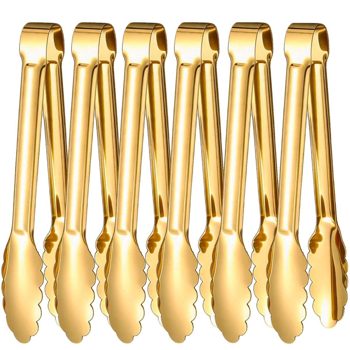 4 Pack Serving Tongs 12 Inch Salad Tongs Buffet Tongs Stainless Steel Food Tong Serving Utensils for Buffet Wedding Party Catering (12 Inch, Gold)