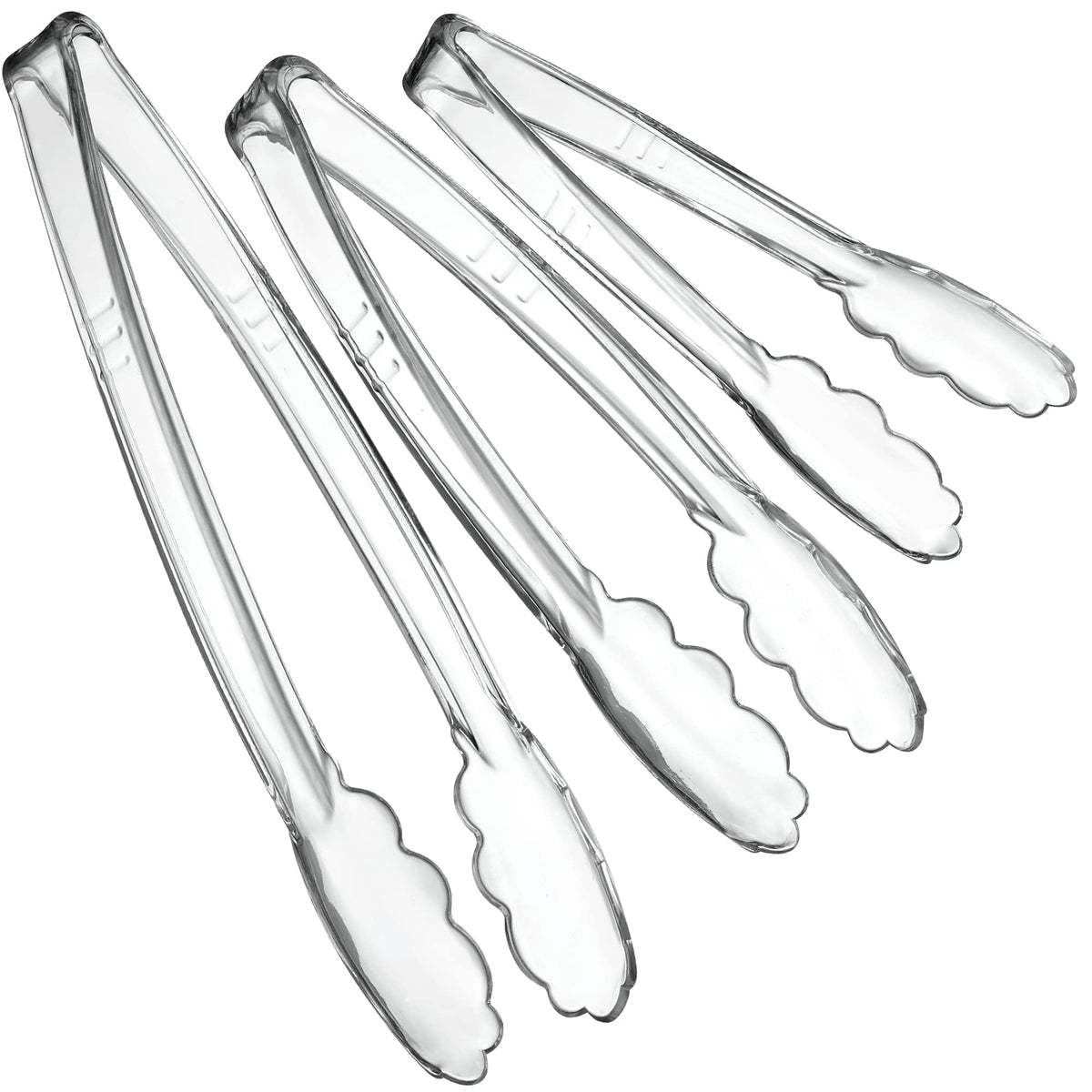 [Clear Tongs 7.5'' Inches] Plasticpro 7.5'' Serving Tongs Heavy Duty Reusable Kitchen and BBQ Clear Serving Tong for party's, Caterings, Events, Buffet, Weddings, And every Day use Pack of 12