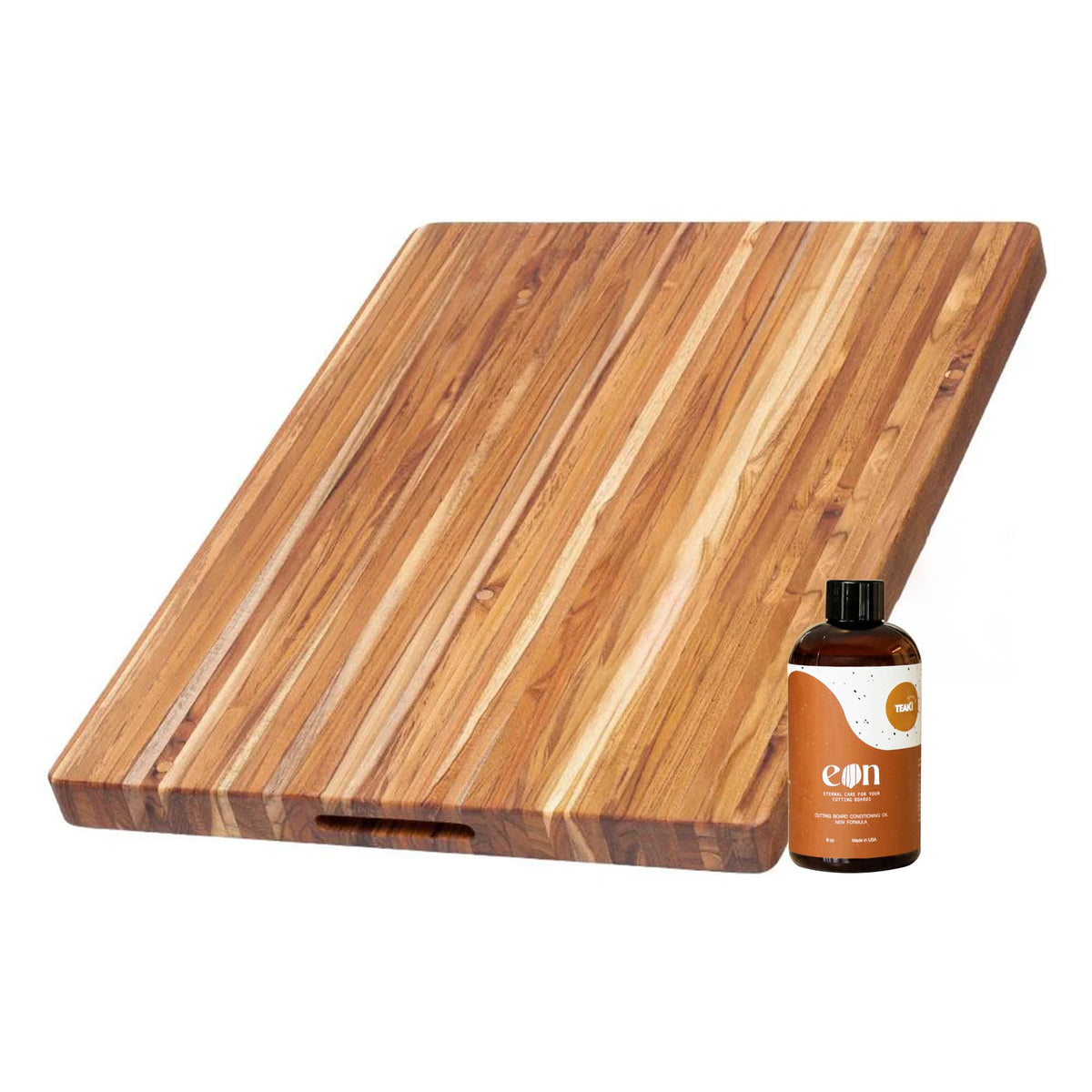 Teakhaus Edge-Grain Teak Wood Cutting Board with Grip Handles, Extra Large