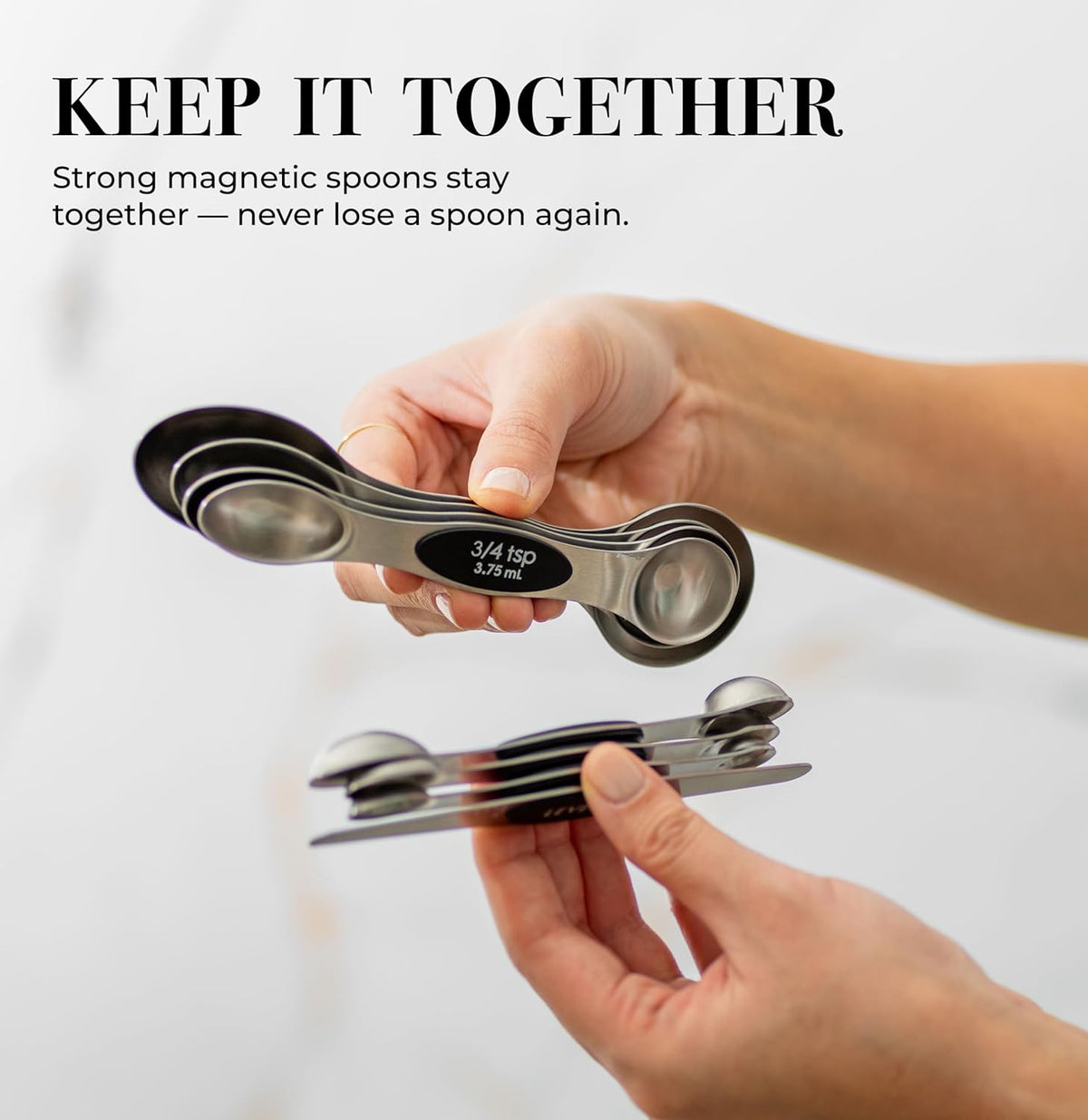 Styled Settings Stainless Steel Magnetic Measuring Spoons Set with Leveler