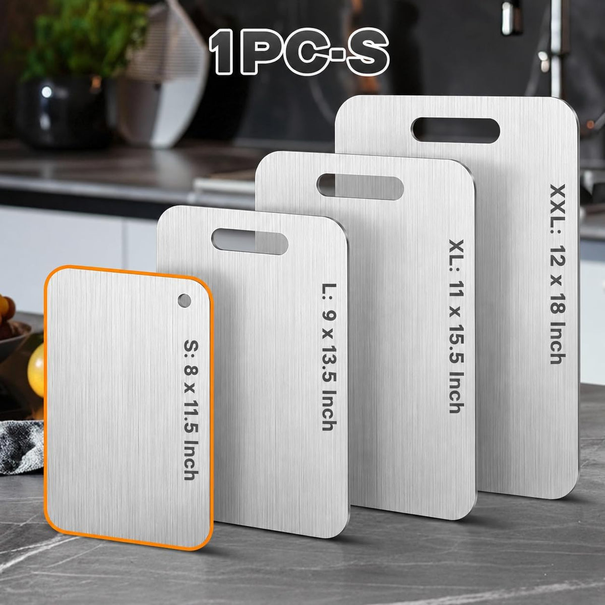 Katori Titanium Cutting Boards for Kitchen-100% Pure Titanium Cutting Board set Double Sided Non Toxic Titanware Chopping Board,Dishwasher Safe Metal Cutting Boards FathersDay Gifts(1PC-S-8x11.5In)