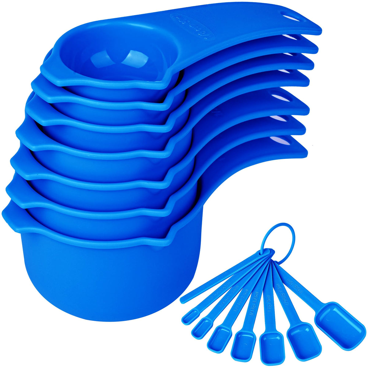 Measuring Cups and Spoons Set, Plastic Measuring Cup Set 15, Mixing Color Dry Measure Cups Spoons, 7 Measuring Cups & 7 Spoons, Kitchen Measure Cup Spoons for Cooking & Baking