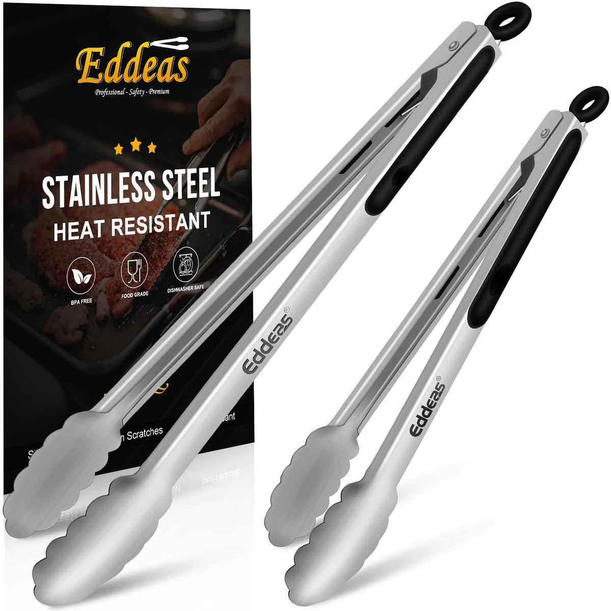 Tongs For Cooking Up to 600 °F Metal Kitchen Tongs 3PCS 7,9,12 Inch