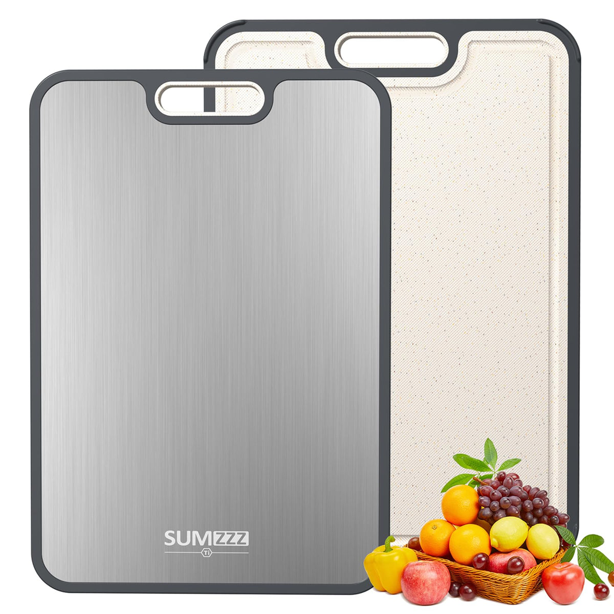 Titanium Cutting Board for Kitchen, Pure Titanium/PP, Size 16”×11” | Food Grade Materials, Separate Prep Surfaces for Raw & Cooked Food, Odor Resistant, Easy to Clean, Durable Kitchen Essential