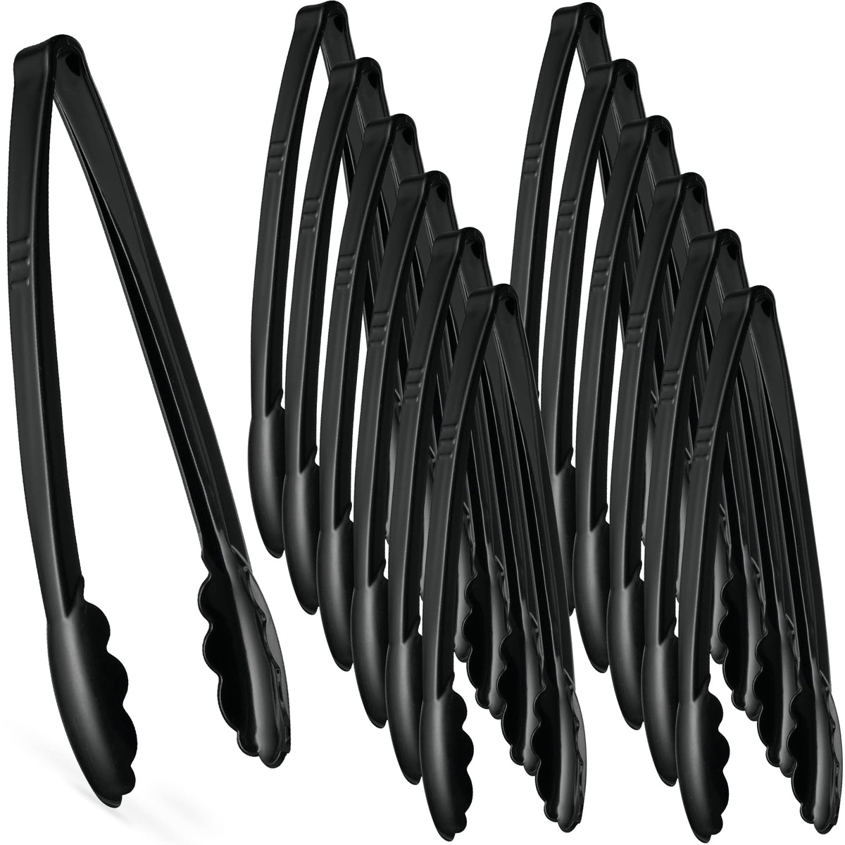 [Clear Tongs 7.5'' Inches] Plasticpro 7.5'' Serving Tongs Heavy Duty Reusable Kitchen and BBQ Clear Serving Tong for party's, Caterings, Events, Buffet, Weddings, And every Day use Pack of 12