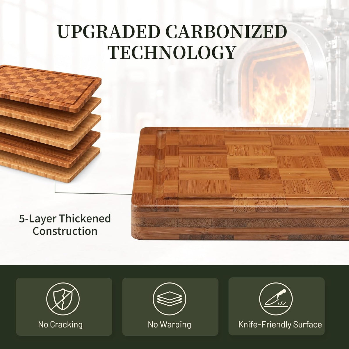 Kikcoin Extra Large Bamboo Cutting Board, Wood Cutting Boards for Kitchen