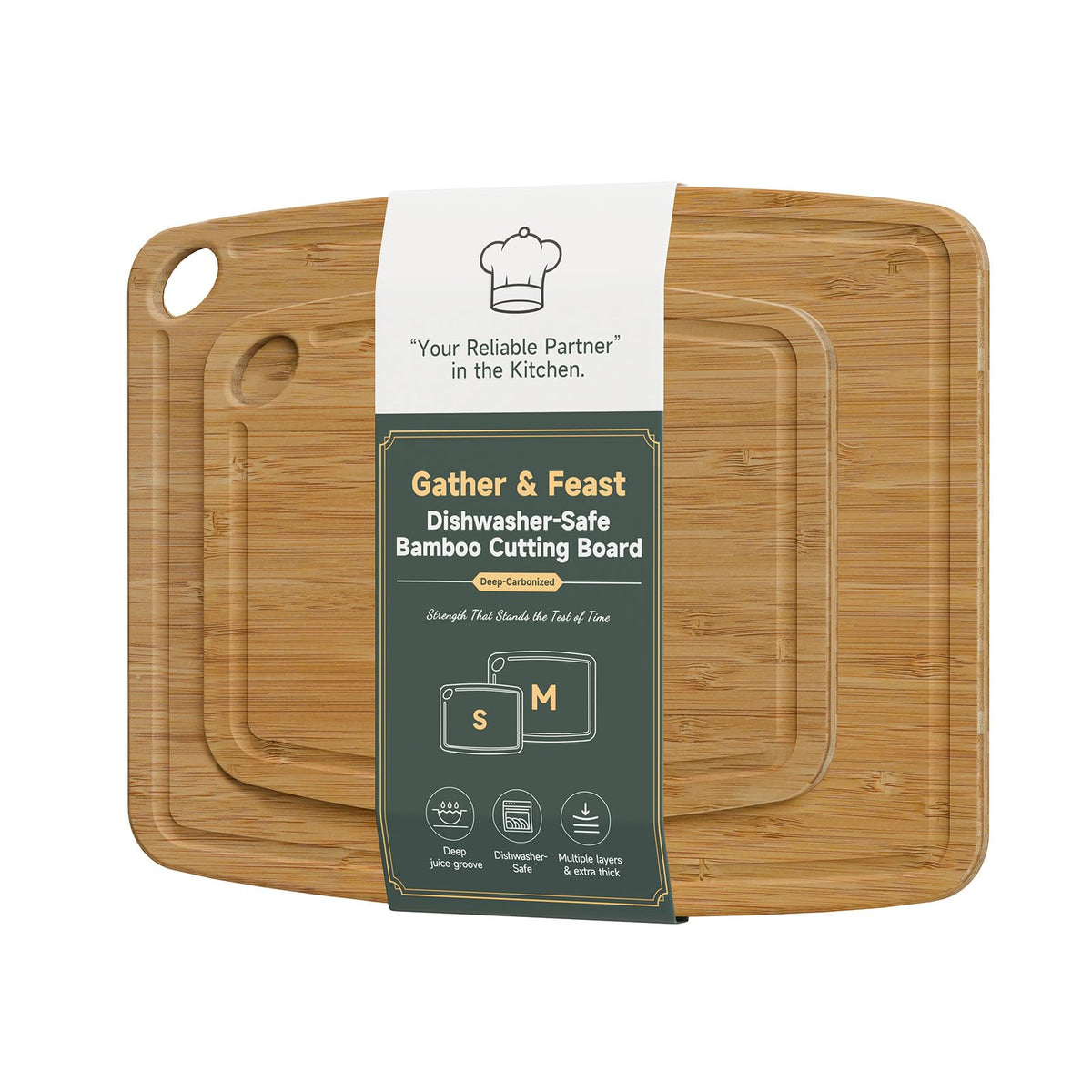 Dishwasher Safe Cutting Board,Bamboo Cutting Board with Juice Groove
