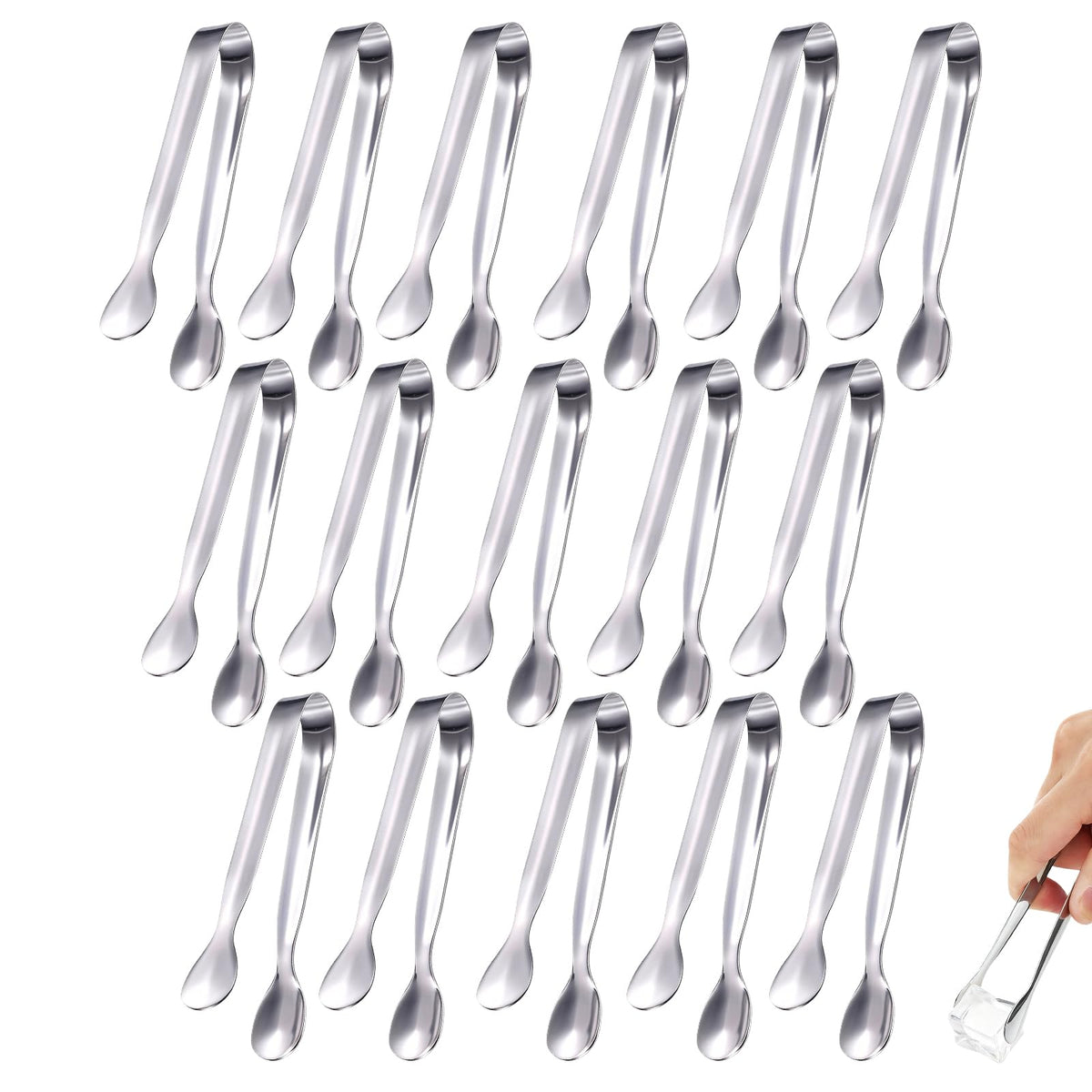 16 Pack Mini Sugar Tongs Stainless Steel Mini Serving Tongs Appetizer Tongs for Candy Buffet, Tea Party, Wedding Ice Tongs for Small Foods, Ice Cubes, Canapés