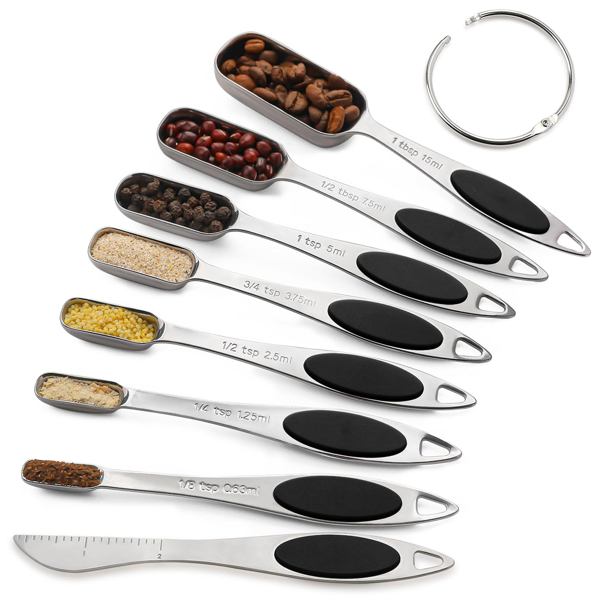 Magnetic Measuring Spoons Set Stainless Steel Magnetic Measuring Spoons