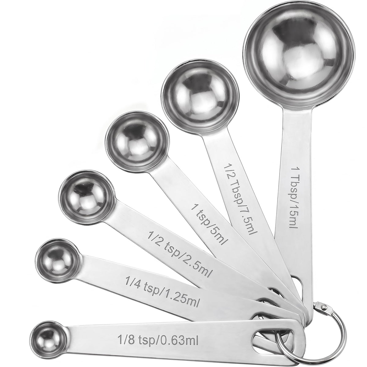Measuring Spoons, 6-Piece Heavy Duty Stainless Steel Measuring Spoons Set