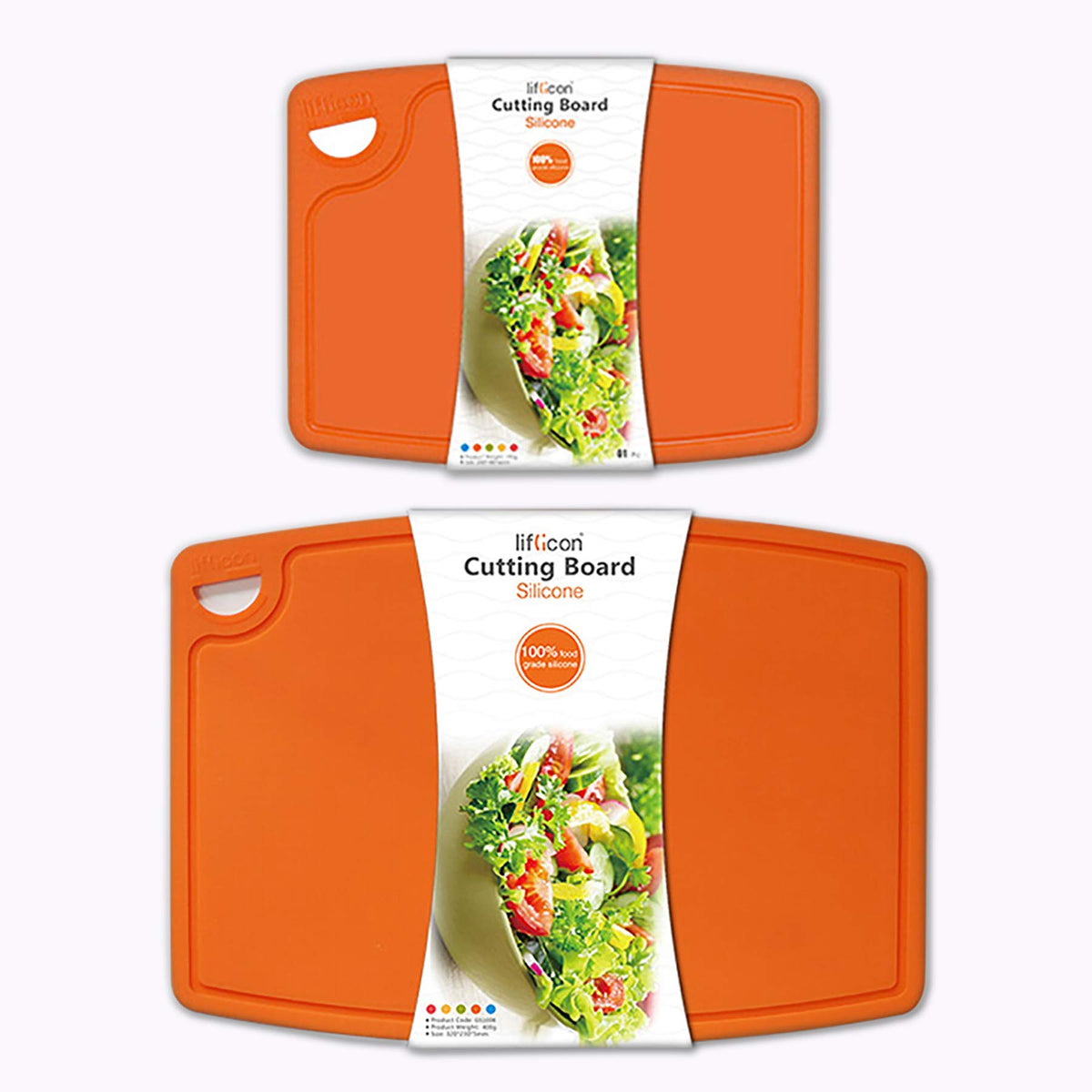 Liflicon Thick Silicone Cutting Board 12.6'' x 9.1'' Juice Grooves Easy Grip Handle Dishwasher Safe-Red