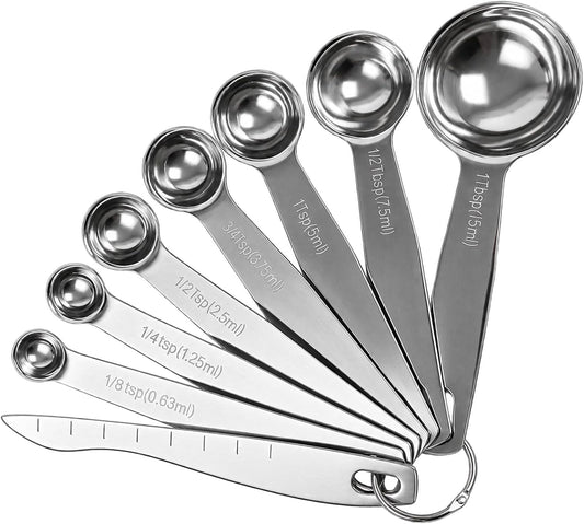 Measuring Spoons, 8-Piece Heavy Duty Stainless Steel Measuring Spoons Set