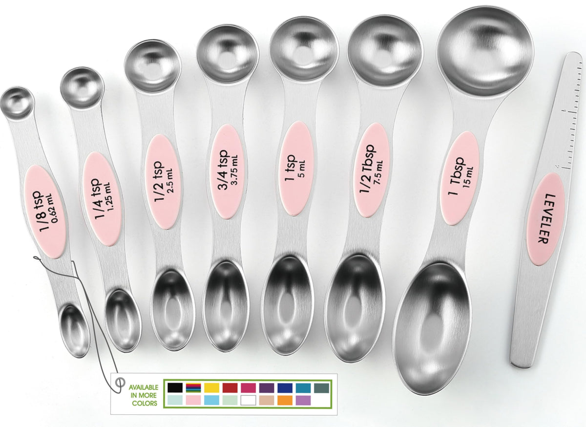 Spring Chef Stainless Steel Magnetic Measuring Spoons Set of 8, Black