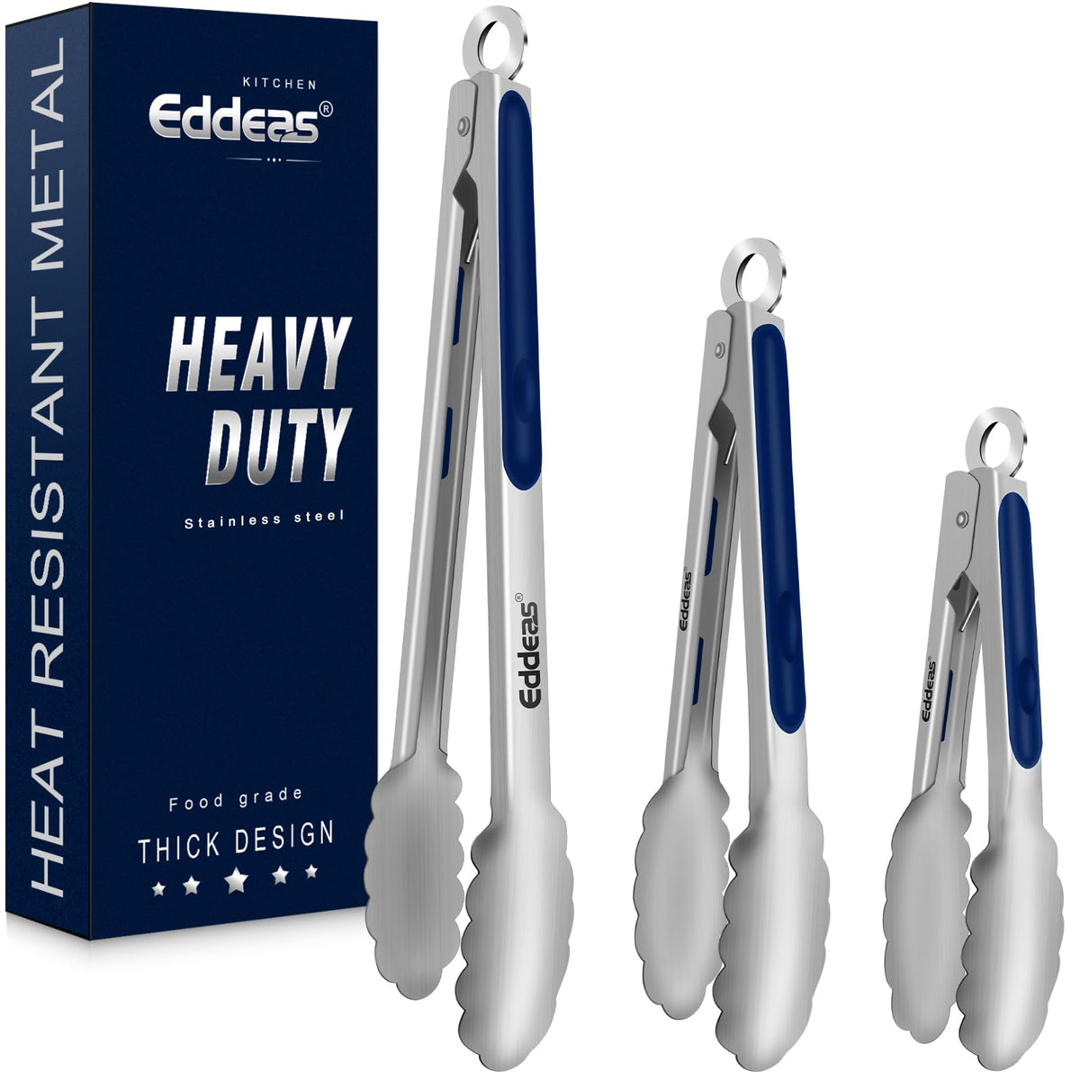 Tongs For Cooking Up to 600 °F Metal Kitchen Tongs 3PCS 7,9,12 Inch