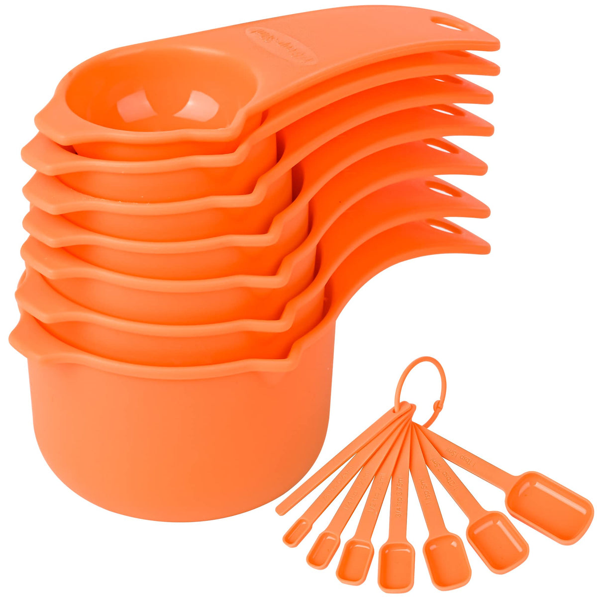 Measuring Cups and Spoons Set, Plastic Measuring Cup Set 15, Mixing Color Dry Measure Cups Spoons, 7 Measuring Cups & 7 Spoons, Kitchen Measure Cup Spoons for Cooking & Baking