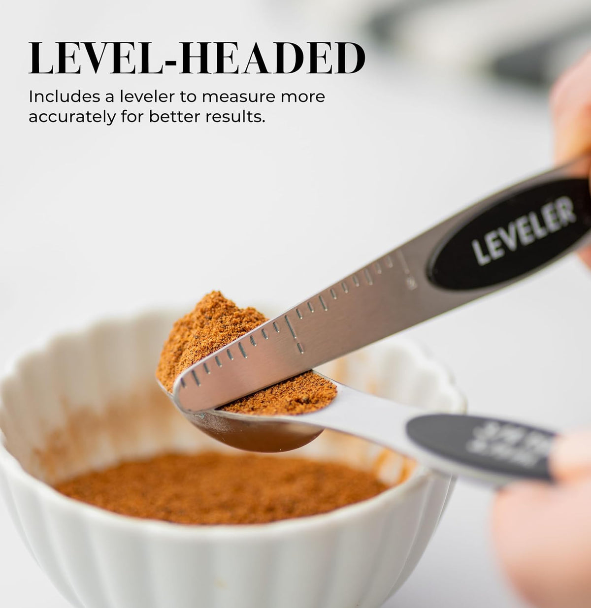 Styled Settings Stainless Steel Magnetic Measuring Spoons Set with Leveler