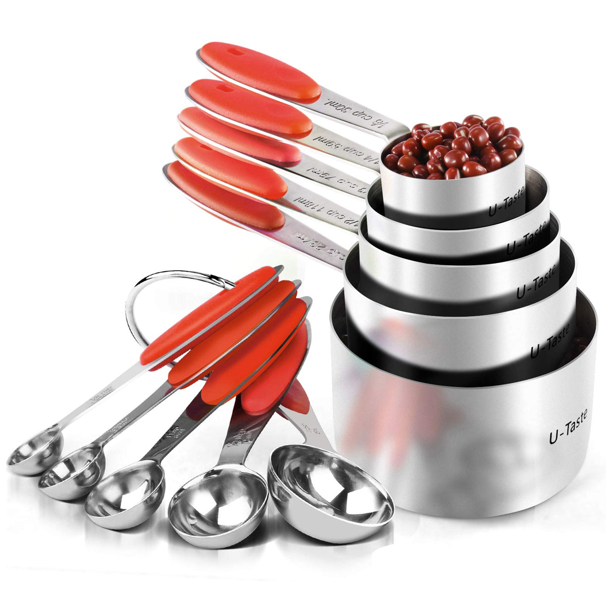 U-Taste Measuring Cups Spoons Set, 18/8 Stainless Steel, 10Pc/Midnight Blue
