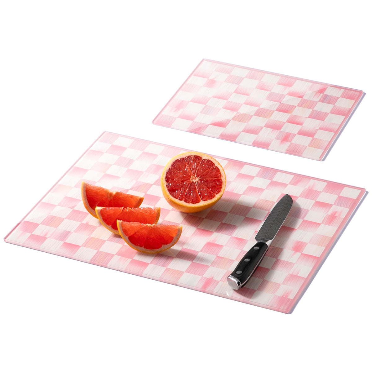 Glass Cutting Board Set, Checkered Cutting Boards for Kitchen 2PCS