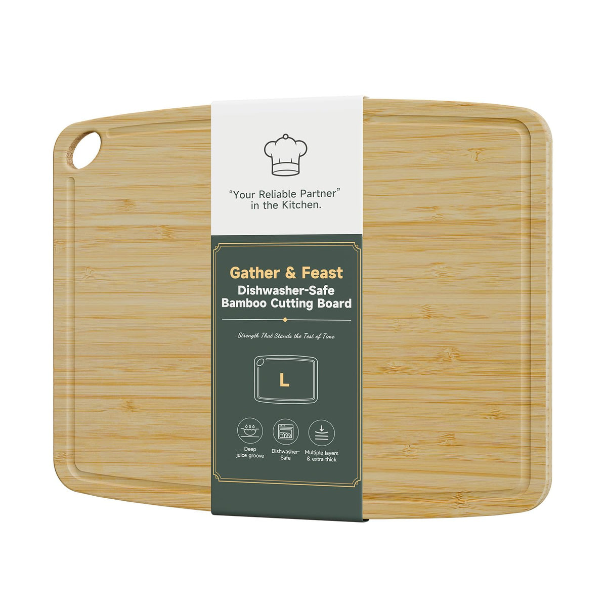Dishwasher Safe Cutting Board,Bamboo Cutting Board with Juice Groove