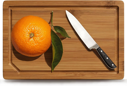 Kikcoin 9"×6" Small Bamboo Cutting Board with Handle, Deep-Carbonized