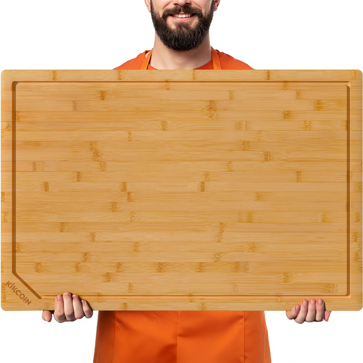 Kikcoin 9"×6" Small Bamboo Cutting Board with Handle, Deep-Carbonized