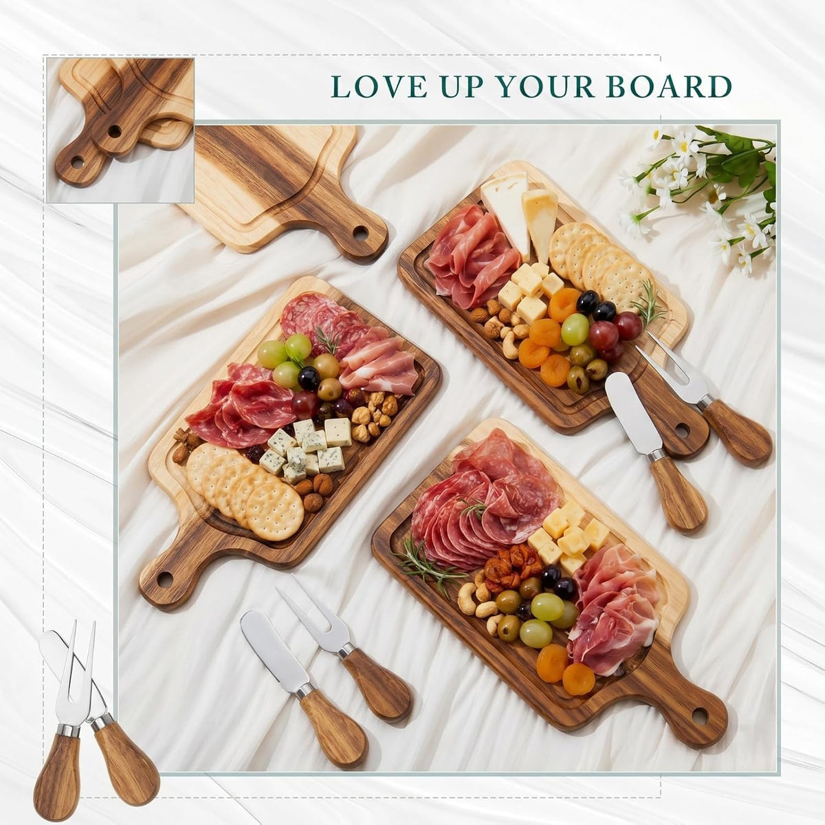 Ziliny 1 Sets Baby Shower Prizes Mini Charcuterie Board, Acacia Wood