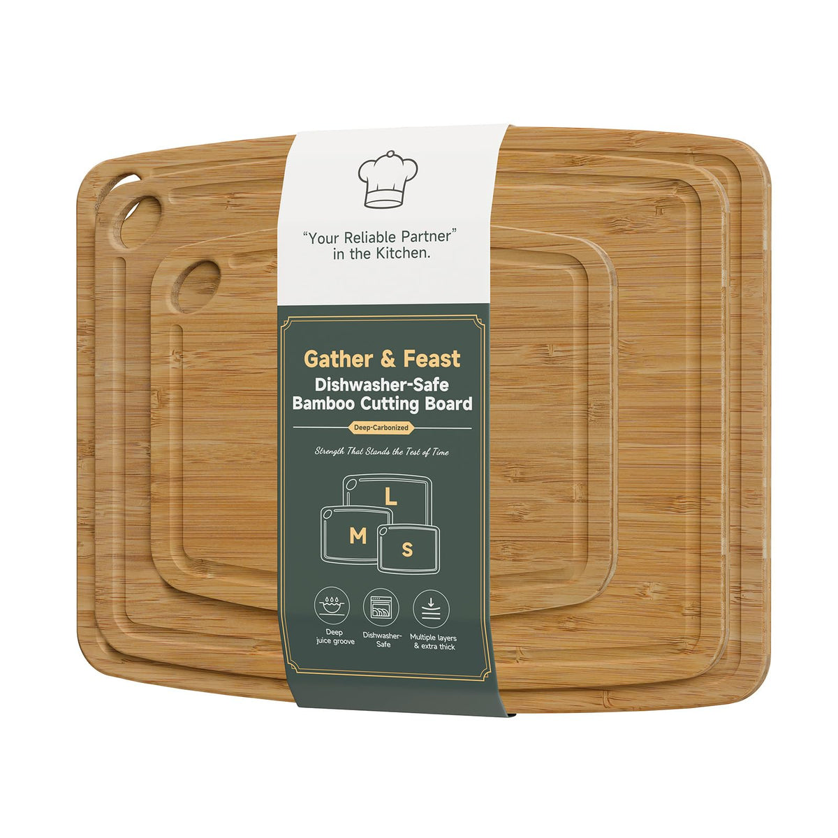 Dishwasher Safe Cutting Board,Bamboo Cutting Board with Juice Groove