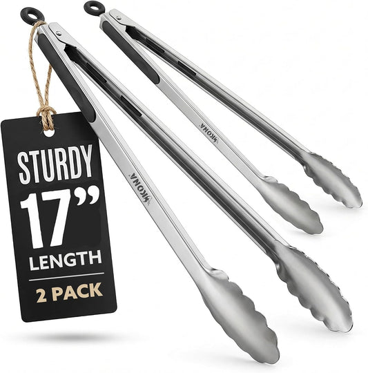 Kona 17-in Stainless Steel Locking Grill Tongs, Heavy-Duty, Set of 2