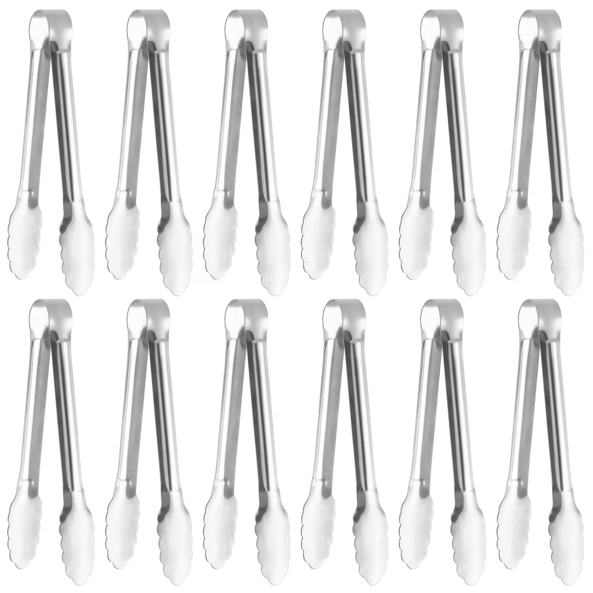 Serving Tongs, Stainless Steel Kitchen Cooking Food Buffet Mini Salad Appetizer Tong Small, Set of 12