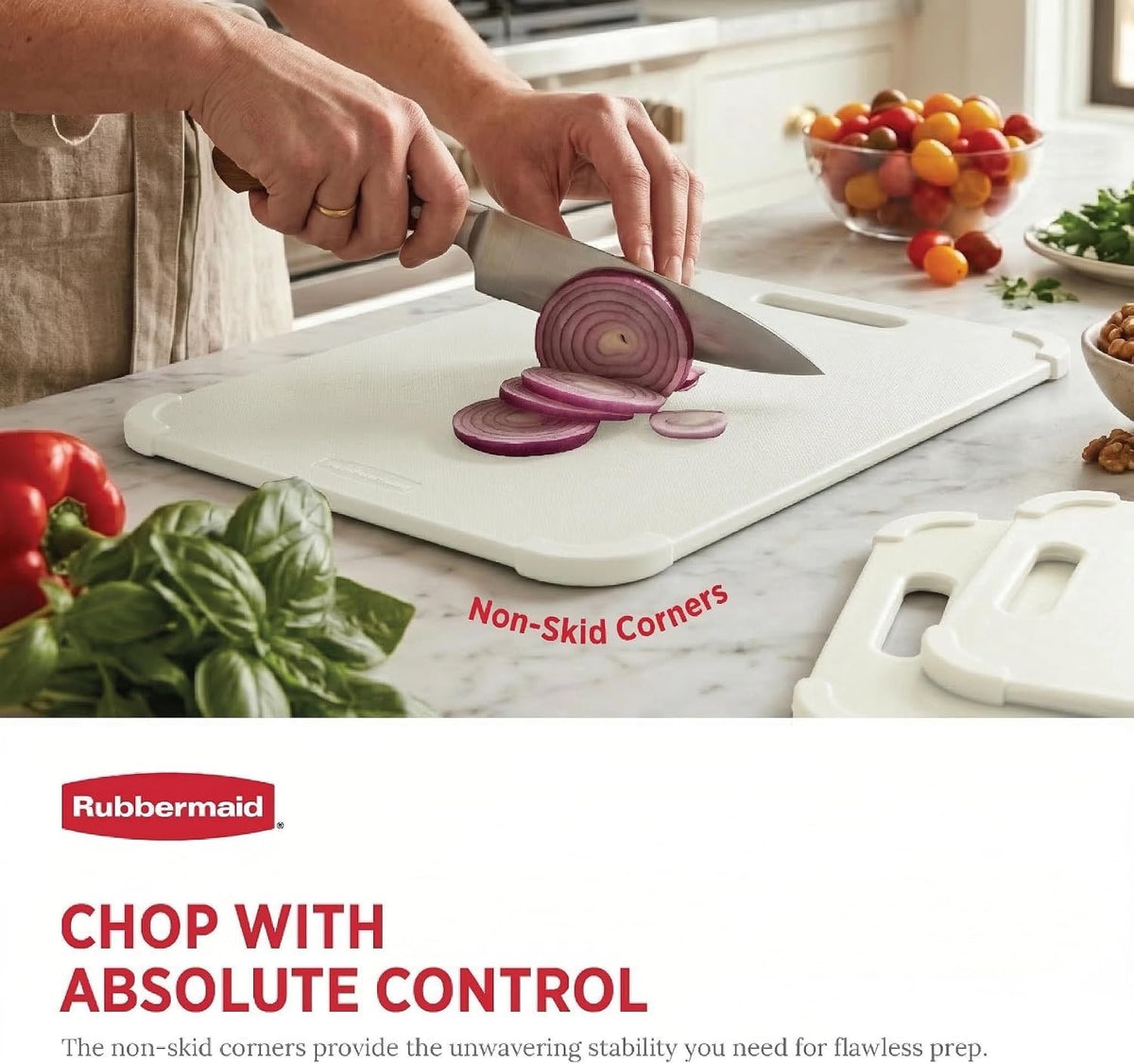 Rubbermaid 3pc Reversible Wheat Fiber Cutting Board Set | BPA Free Non Toxic Cutting Boards for Kitchen – Dishwasher Safe, Non-Slip Corners & Lightweight | For Meat, Veggies & Fruits