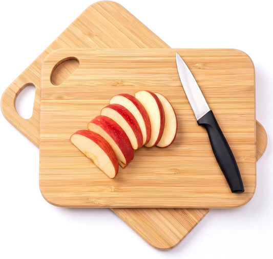 Small Bamboo Cutting Boards, Set of 2, 8 x 5.9 Inch, Hanging Holes