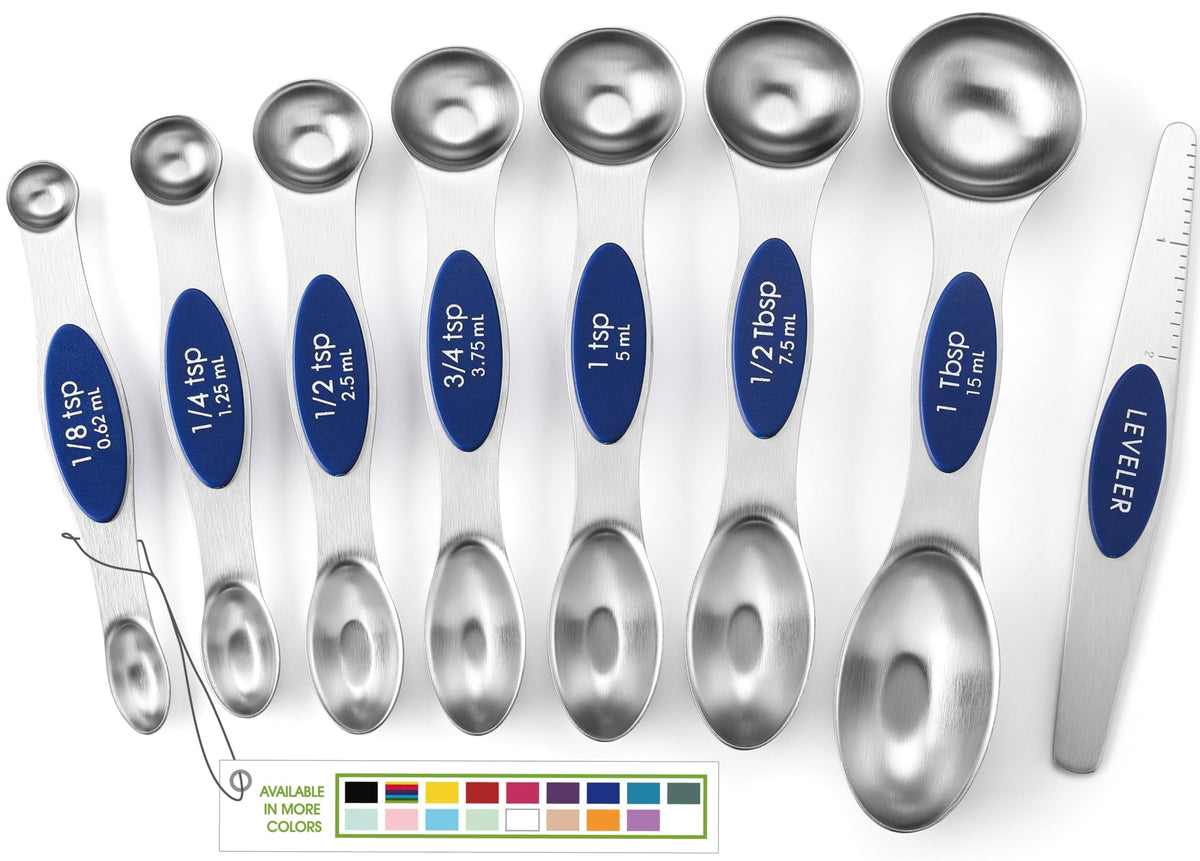 Spring Chef Magnetic Measuring Spoons Set of 8 for Kitchen, Multicolor