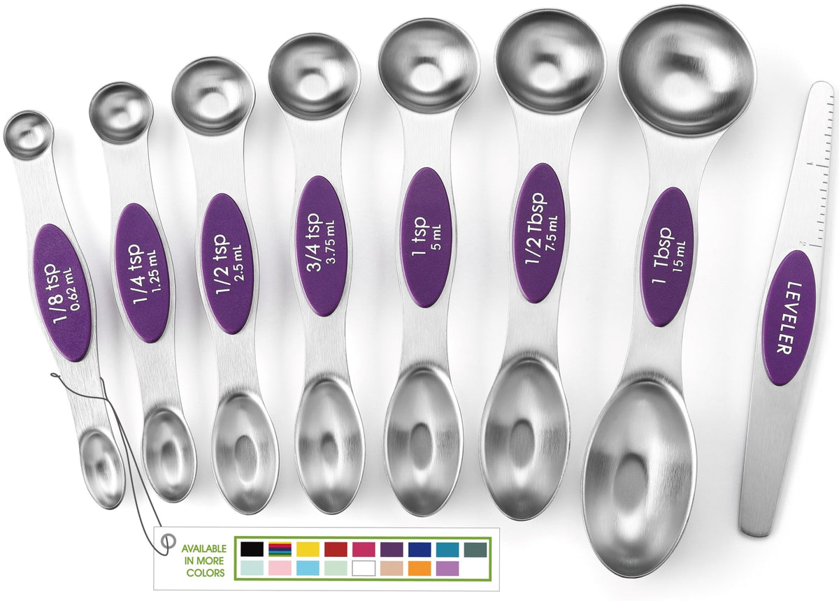 Spring Chef Magnetic Measuring Spoons Set of 8 for Kitchen, Multicolor