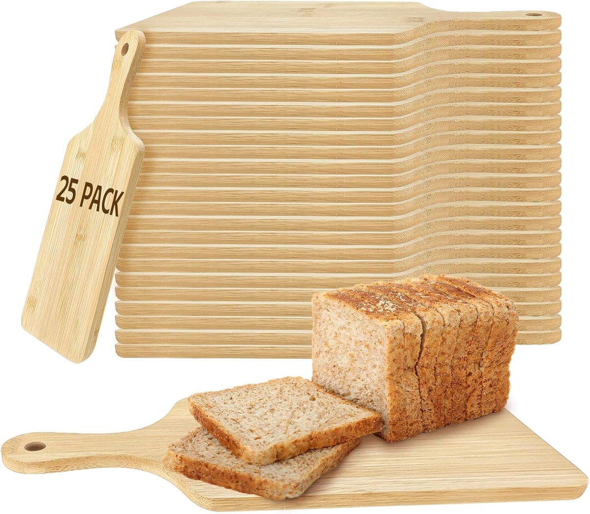 25 PCS Cutting Board Bulk Wood Chopping Board Laser Engraving Serving Board with Handle Charcuterie Boards for Customized Mother's Day Housewarming Gift 11" x 5" Bamboo
