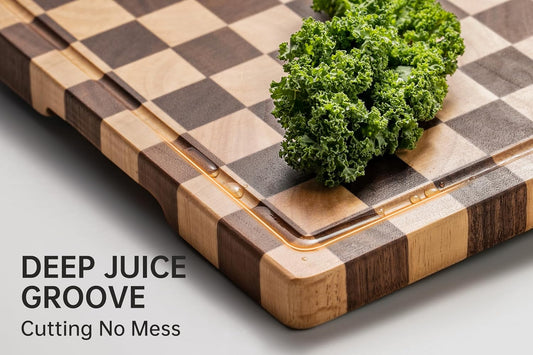 THETCHRY Cutting Boards for Kitchen, Checkered Wooden Cutting Board