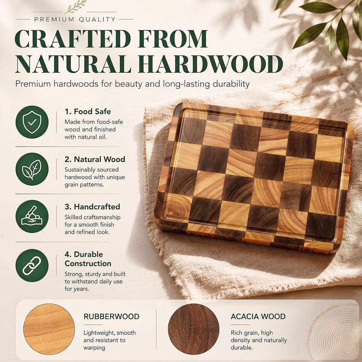 Ziliny 2 Pcs Small Cutting Board Set 8 x 6 Inch Mini Checkered