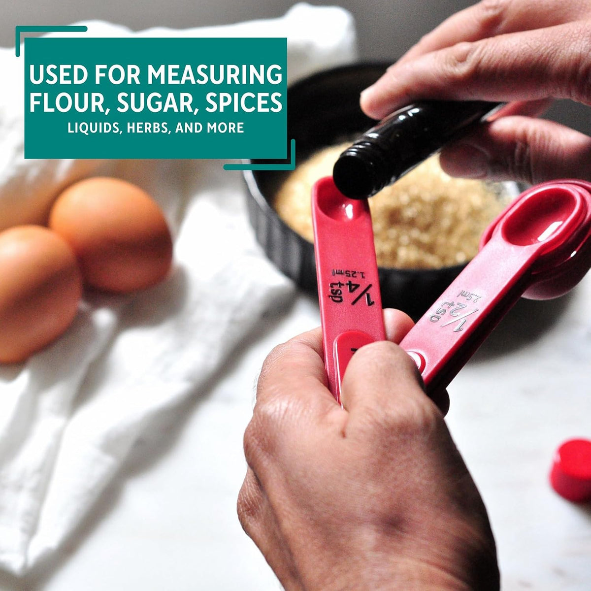 MIRRO 4 Piece Nested Measuring Spoons Set for Kitchen, Red