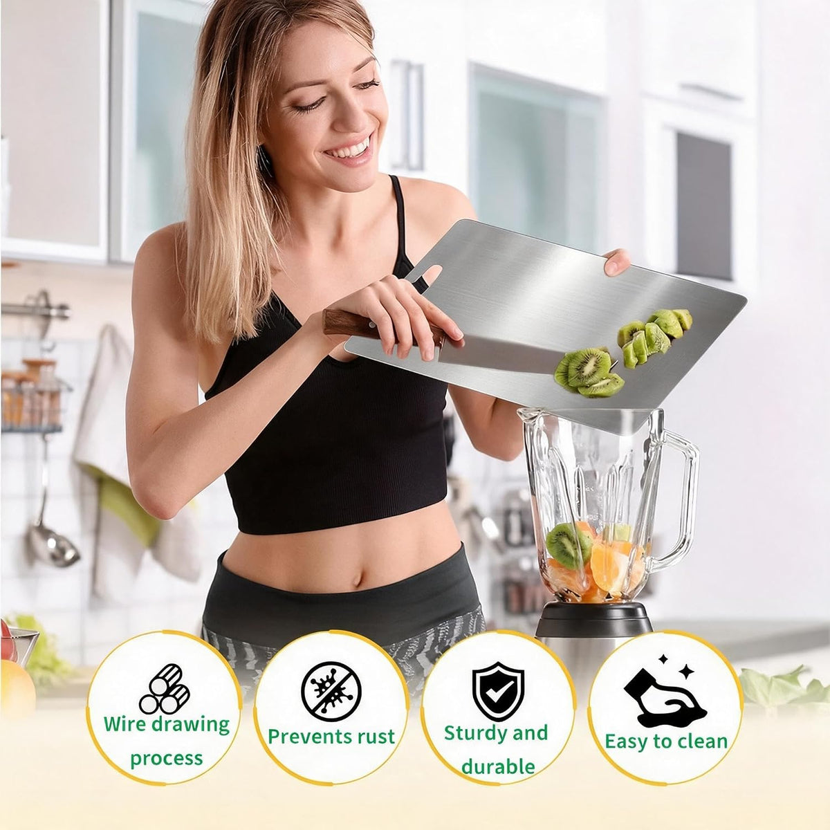 Katori Titanium Cutting Board, 100% Pure Titanium Cutting Boards for Kitchen, Double Sided Non Toxic Cutting Board,Hygiene Durable Chopping Board Suitable for Dishwasher Safe (1PCS,M)